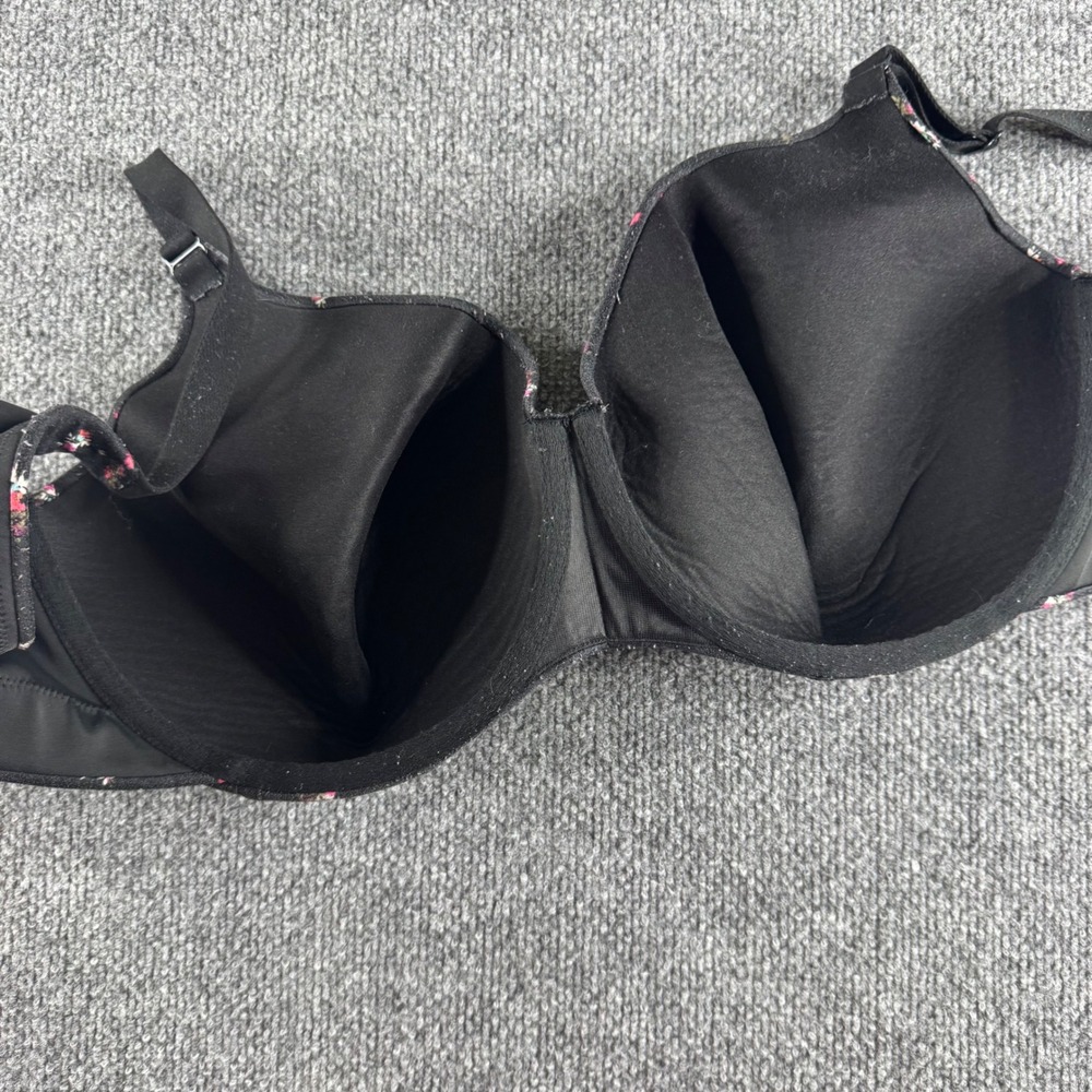 Cacique Womens Floral Underwire Full Coverage Bra Black Pink 44F 1031556 - Picture 5 of 5